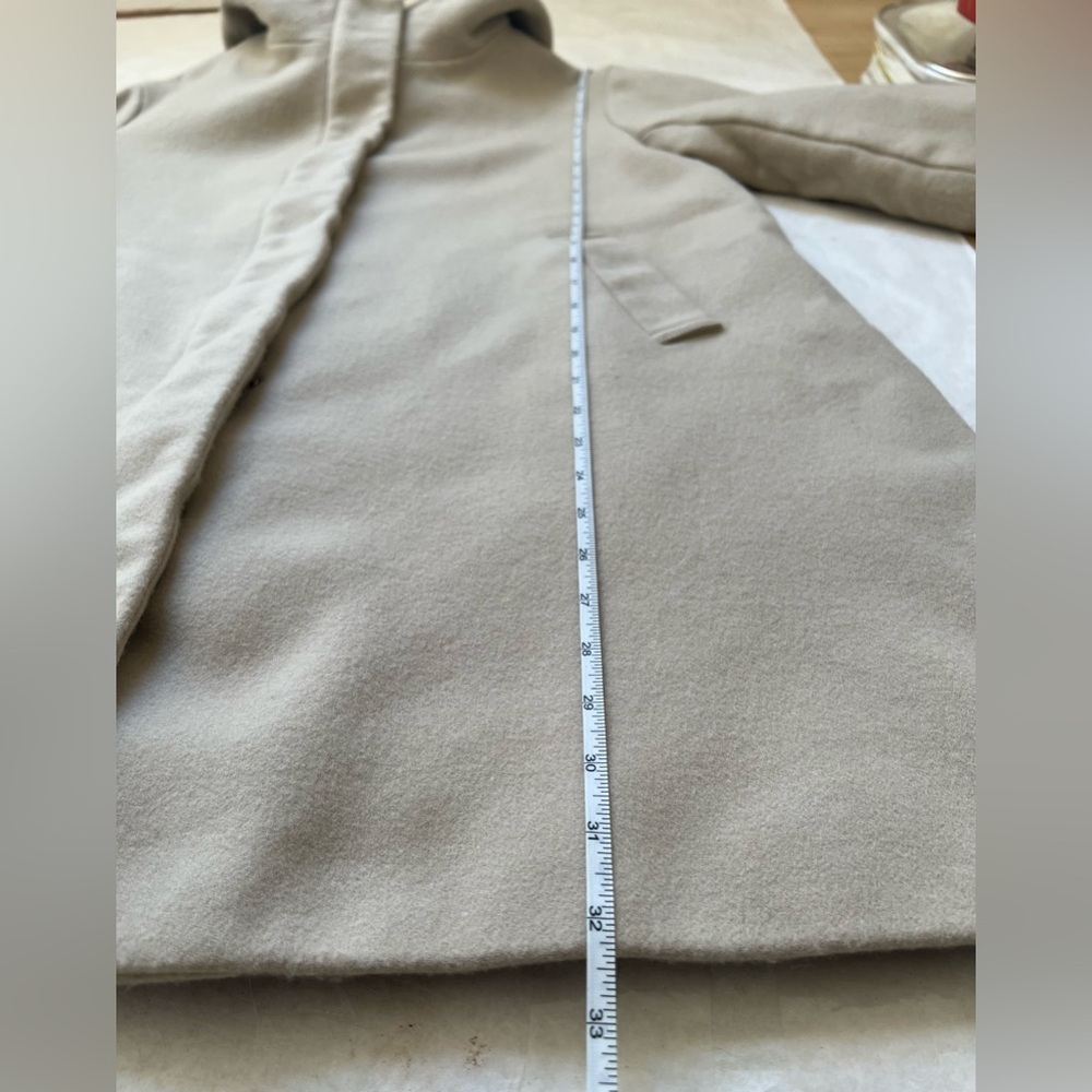 $356 United Arrows Beige Wool Women's Hooded Coat Sz JP38 US6 S Preppy Old money - Picture 9 of 15